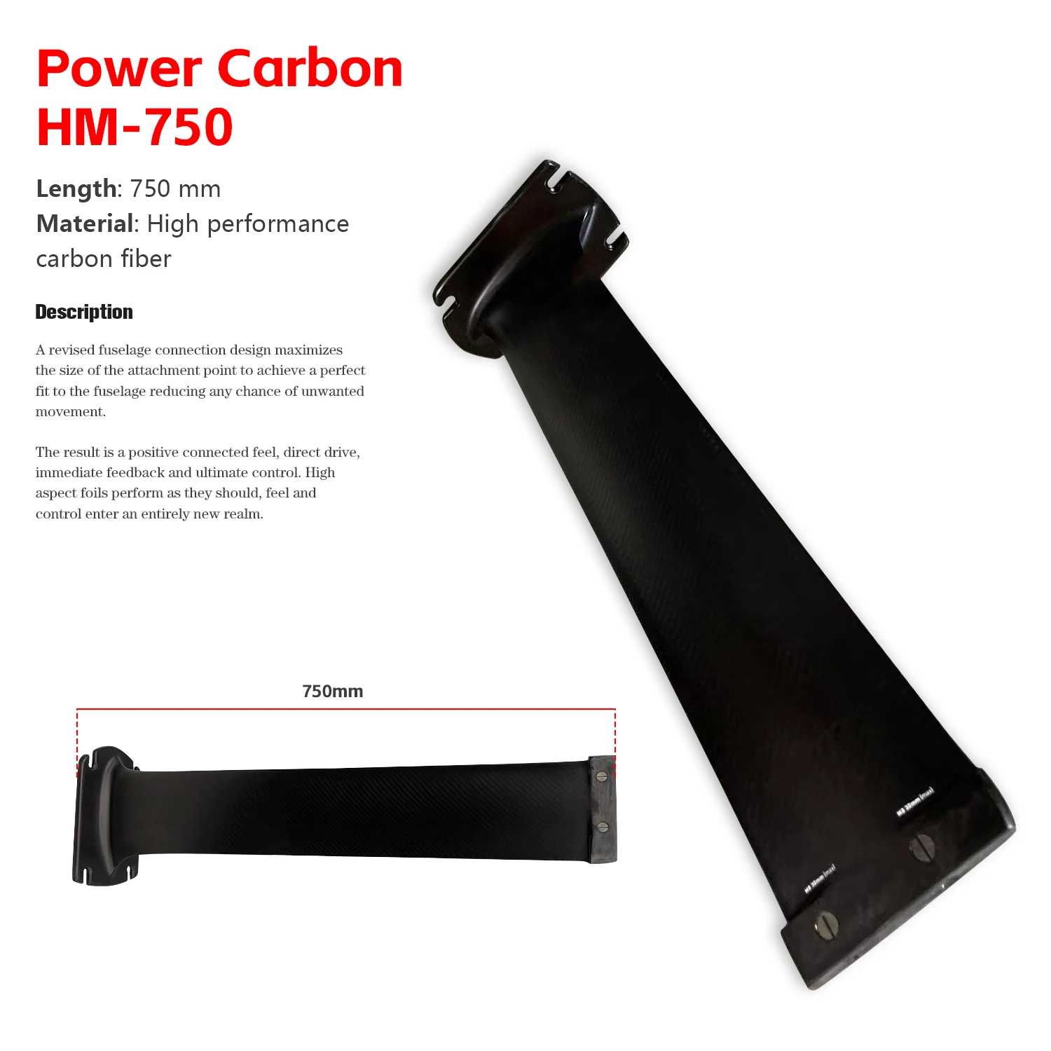 Best-Selling  Original Power Carbon High-Performance 750mm Carbon Fiber Mast Accessory Waterplay Surfing Tools Accessories