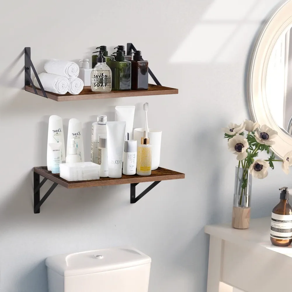 Set of 2 Wall Mounted Deep Floating Shelves, 15.7