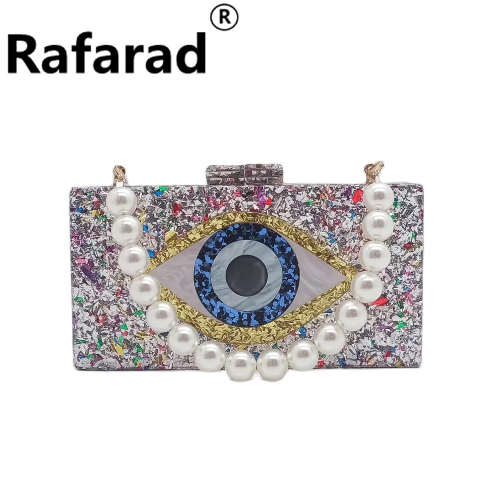 

Big Glitter Evil Eye Acrylic Box Clutches Evening Party Prom Handbags Novelty Ladies Wallet Luxury Crossbody Wedding Beach Bags