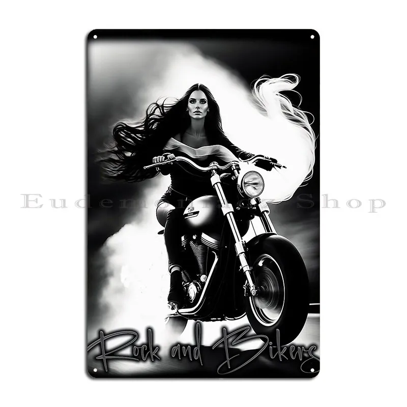 Rock And Bikers Metal Plaque Poster Wall Plaque Printed Garage Pub Wall Mural Tin Sign Poster