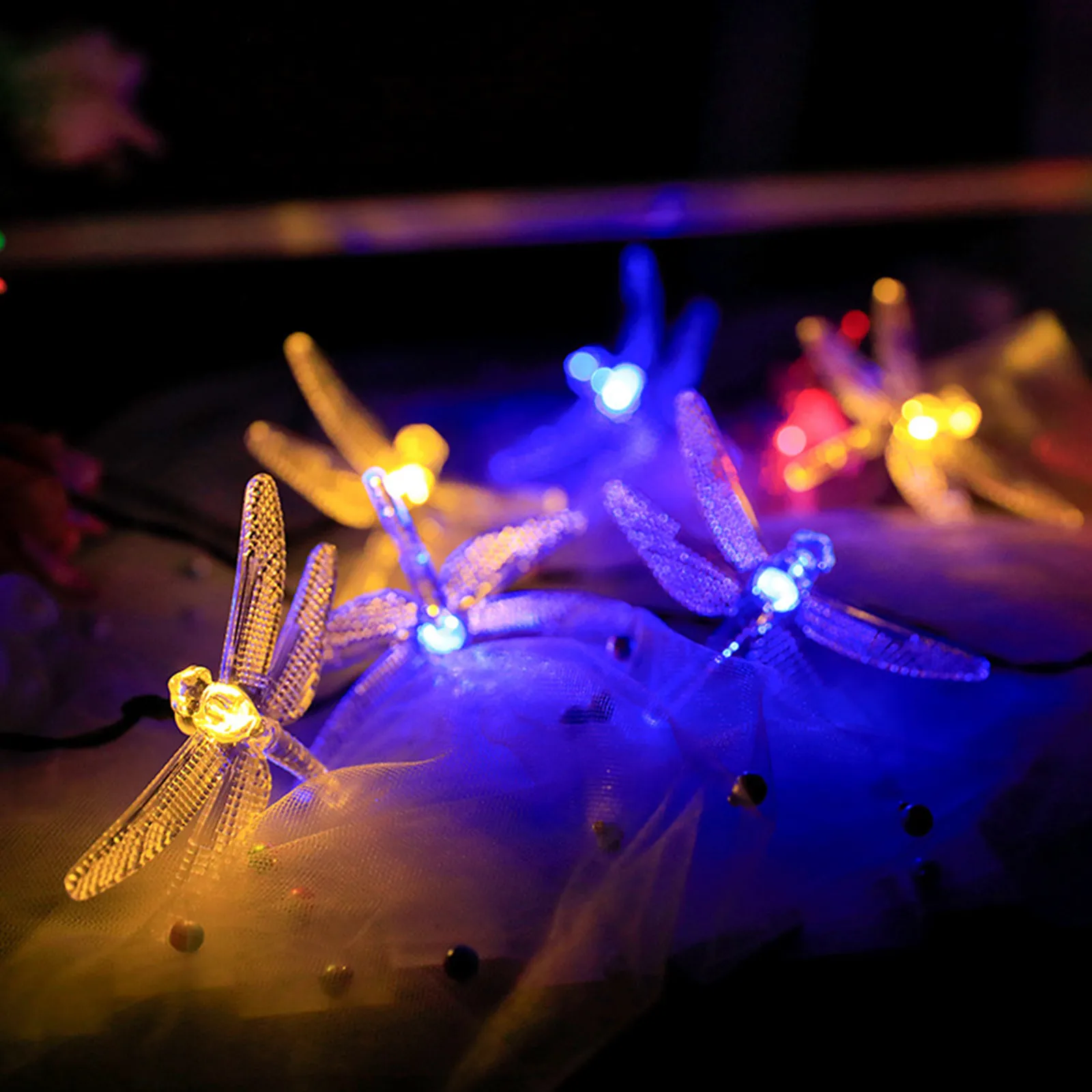 

1pc 5M20LEDs Dragonfly Solar String Lights Outdoor Waterproof 8 Modes Dragonfly Fairy Lights For Home Patio Garden Wedding Decor