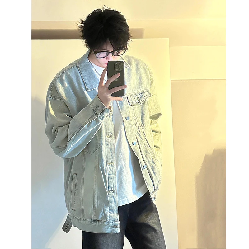 

Мужская джинсовая куртка Cleanfit светло-голубого цвета, весна-осень, винтажная, повседневная, с эффектом потертости, свободного кроя, для молодежи, придающая энергии