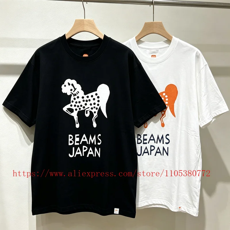 2026 New Beams T-shirt Summer Fashion White T-shirt Deer Print Casual Short Sleeve T-shirt Quick Delivery