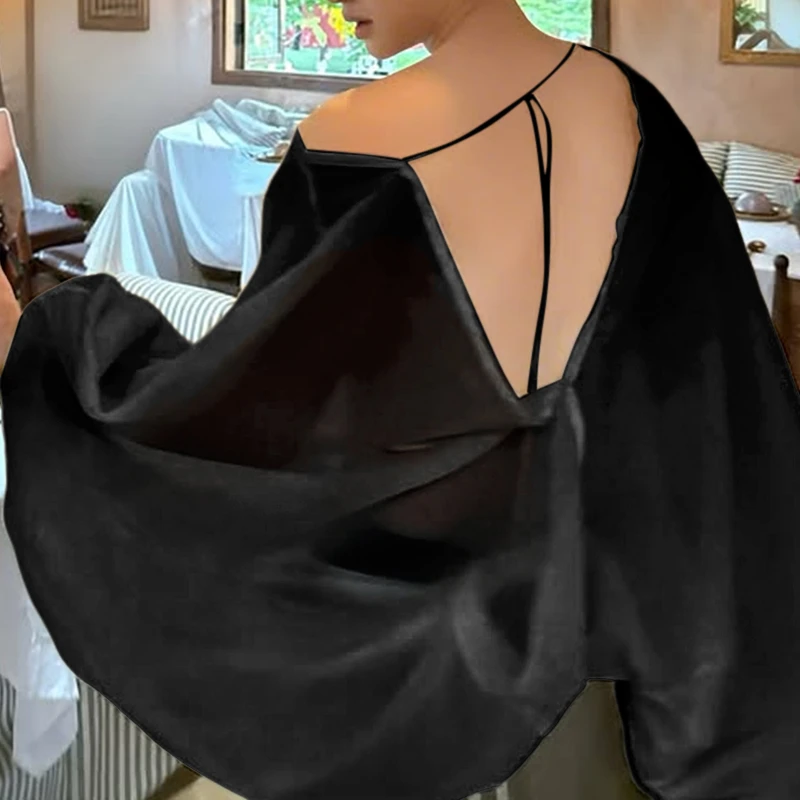 INCERUN الرجال تي شيرت العميق الخامس الرقبة طويلة الأكمام الصلبة انظر من خلال الرجال الملابس الشارع الشهير موضة مطوي حفلة تي شيرت القمم Camisetas