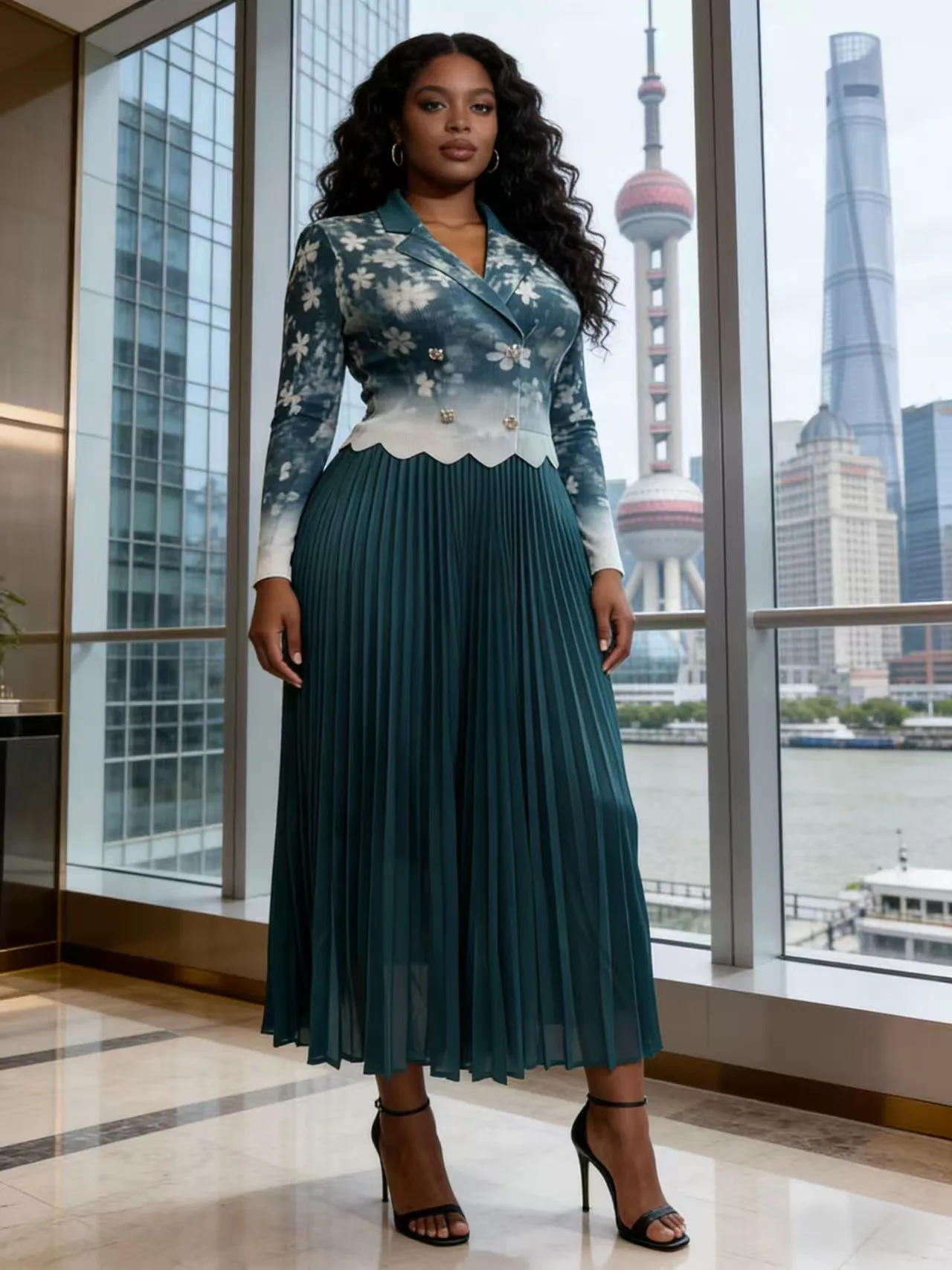 

Miyake Pleated Dress National Style Disc Buckle High-end Foreign Style Medium Long Loose Dress Women Clothing 2026 Summer New