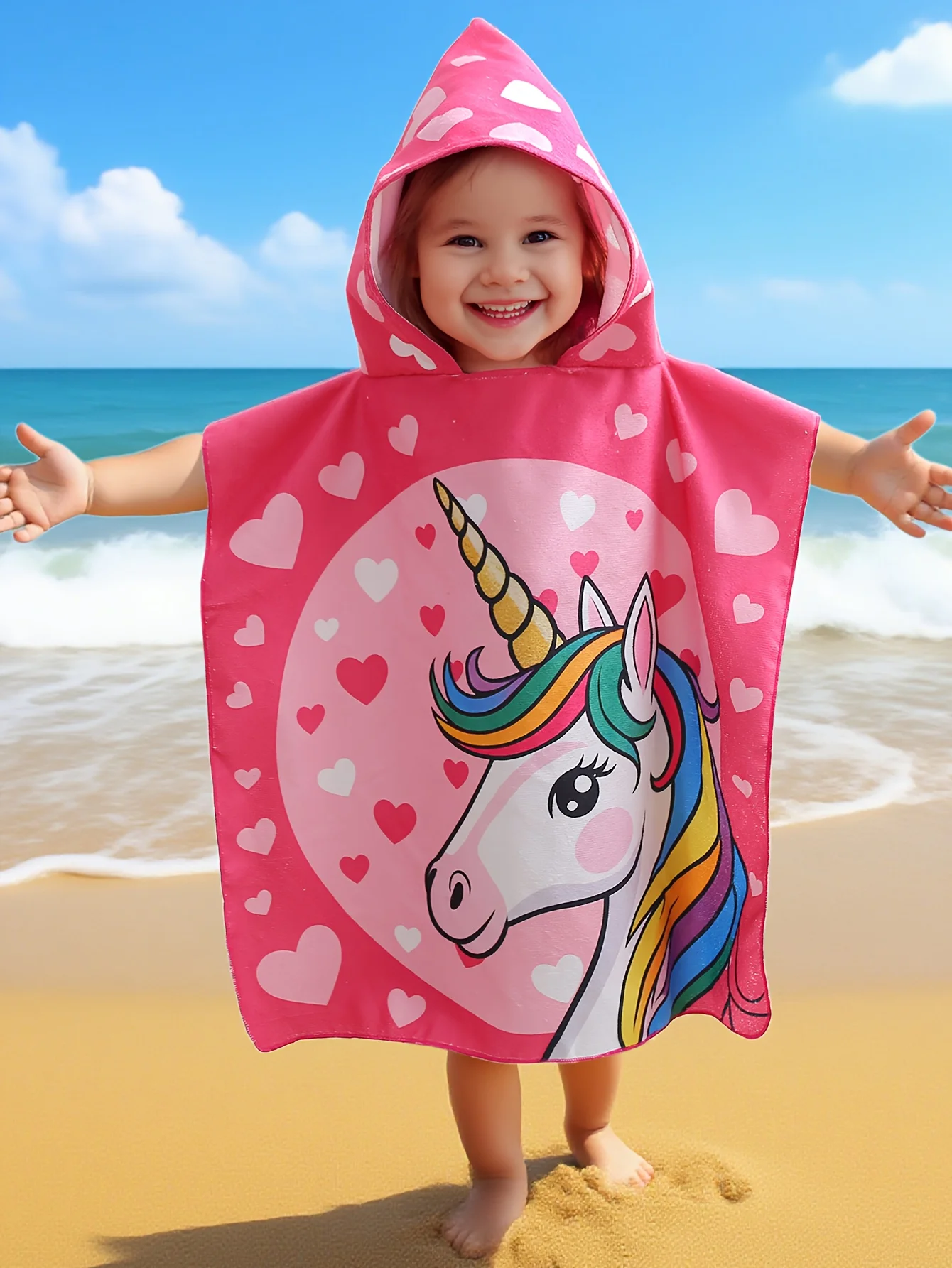 Rainbow Unicorn Cartoon Printed Bathrobe Soft Bathrobe Super Absorbent Suit For Beach Pool Seaside Camping Gift For Boy or Girl