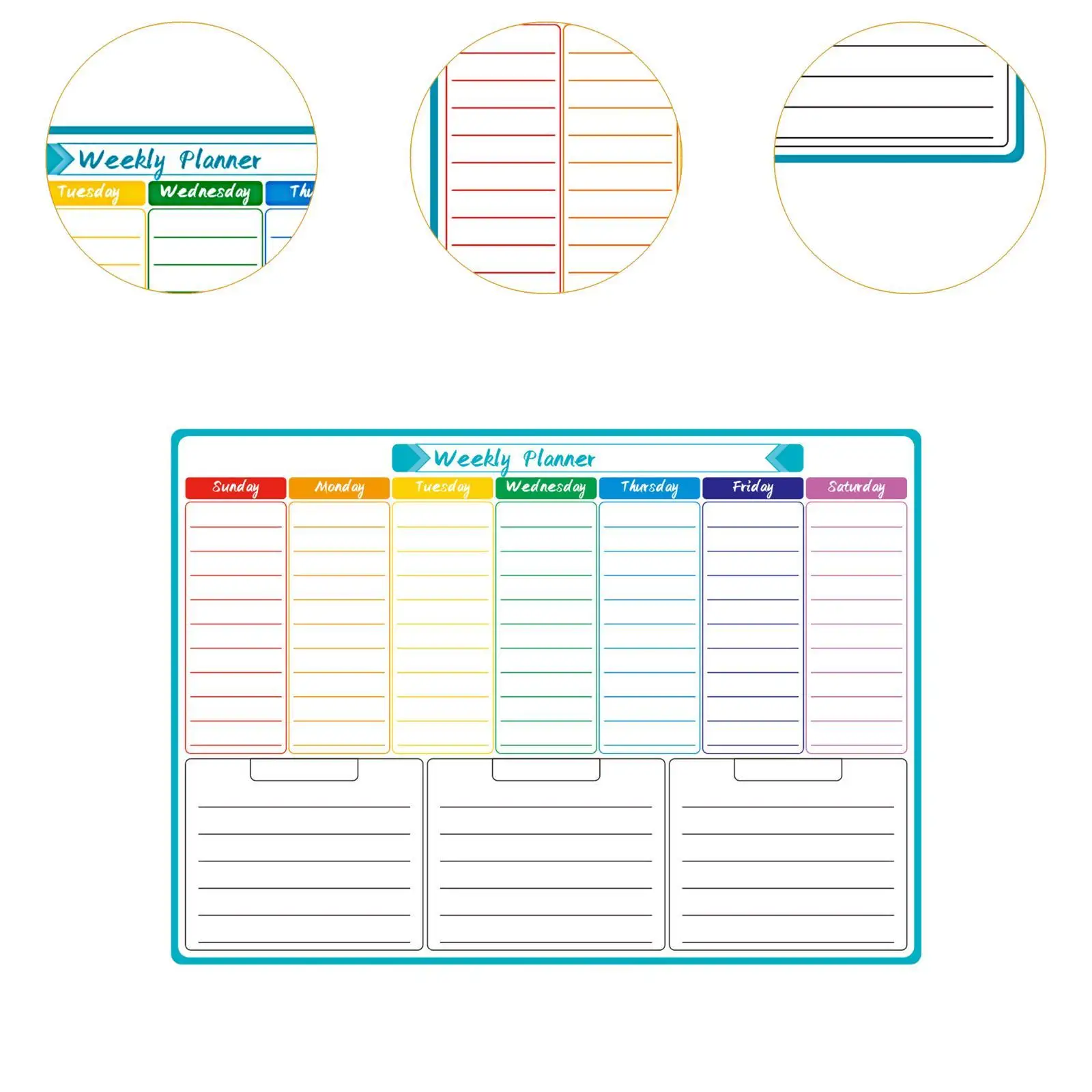 Magnetic Weekly Planner for Fridge 11.8"x16.5" Household Erasable Whiteboard