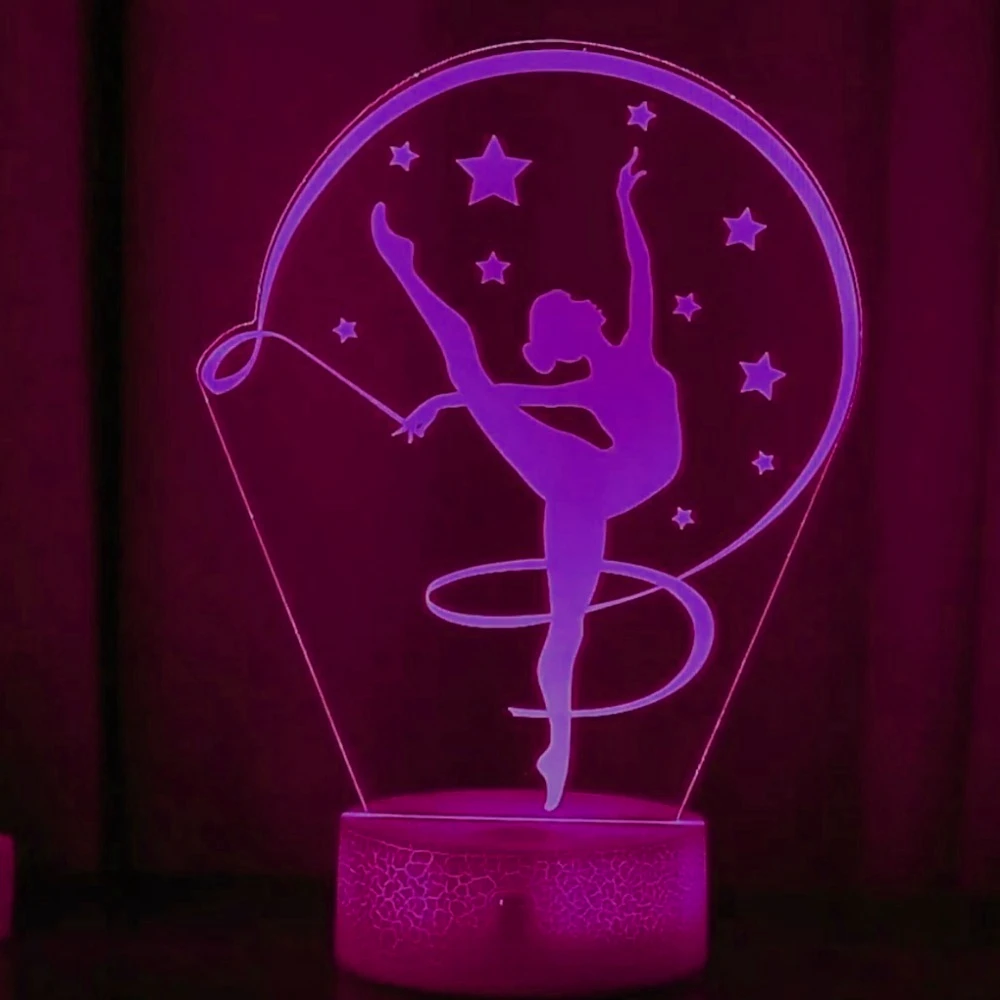Nighdn Artistic Gymnastics 3D Night Light Illusion Lamp for Kids Women Friends Coach Gymnast Birthday Gifts for Girls