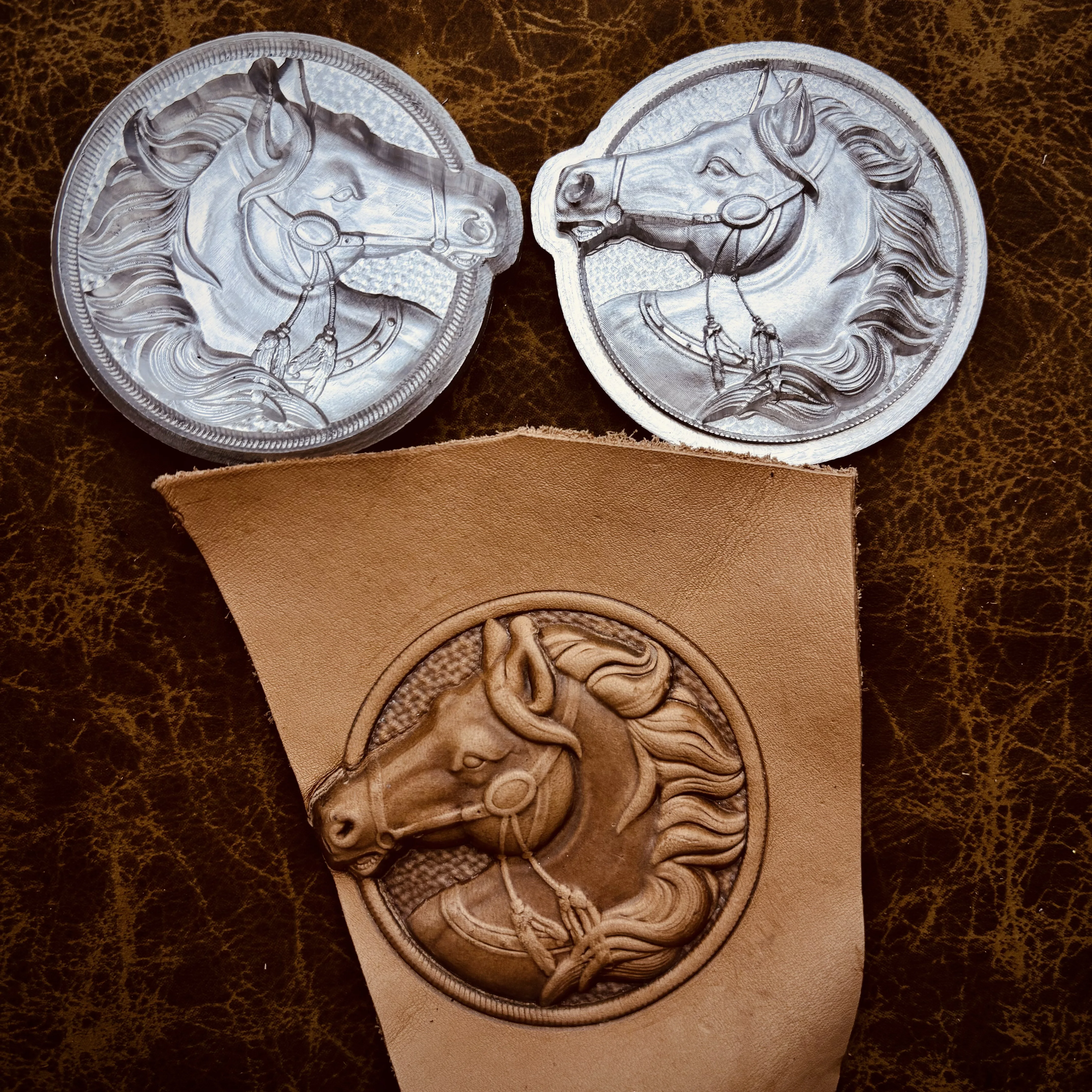 Three-dimensional Horse Head Embossing Leather Stamp LOGO Carving Mold Leathercraft Metal Stamps Handmade Hydraulic Press Mold