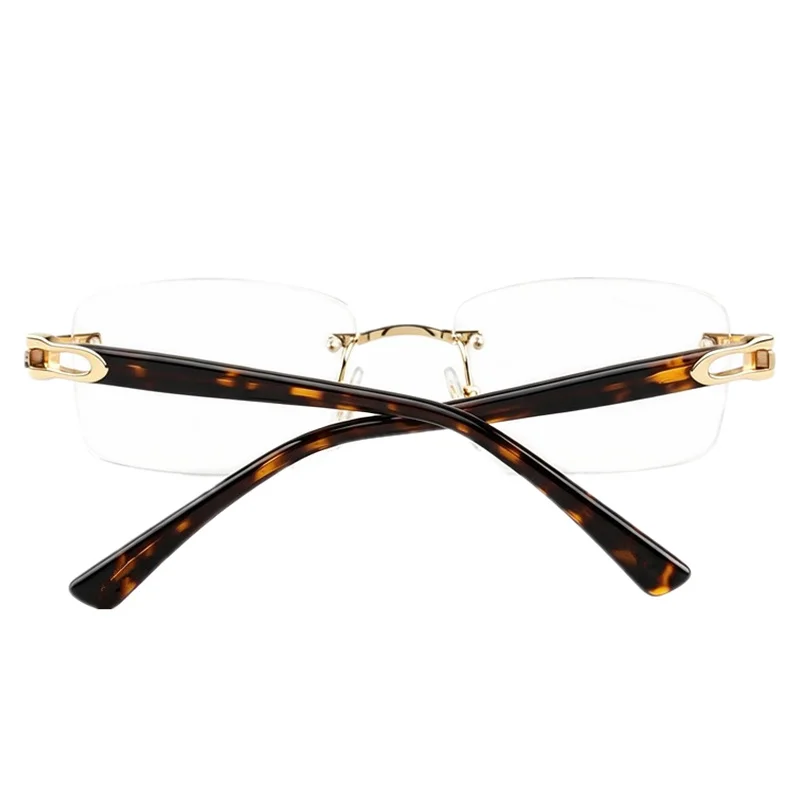Lightweight Big Rimless Rectangular Optical Eyeglasses Frames for Men Luxury Titanium Hinge Acetate Temple Prescription Eyewear
