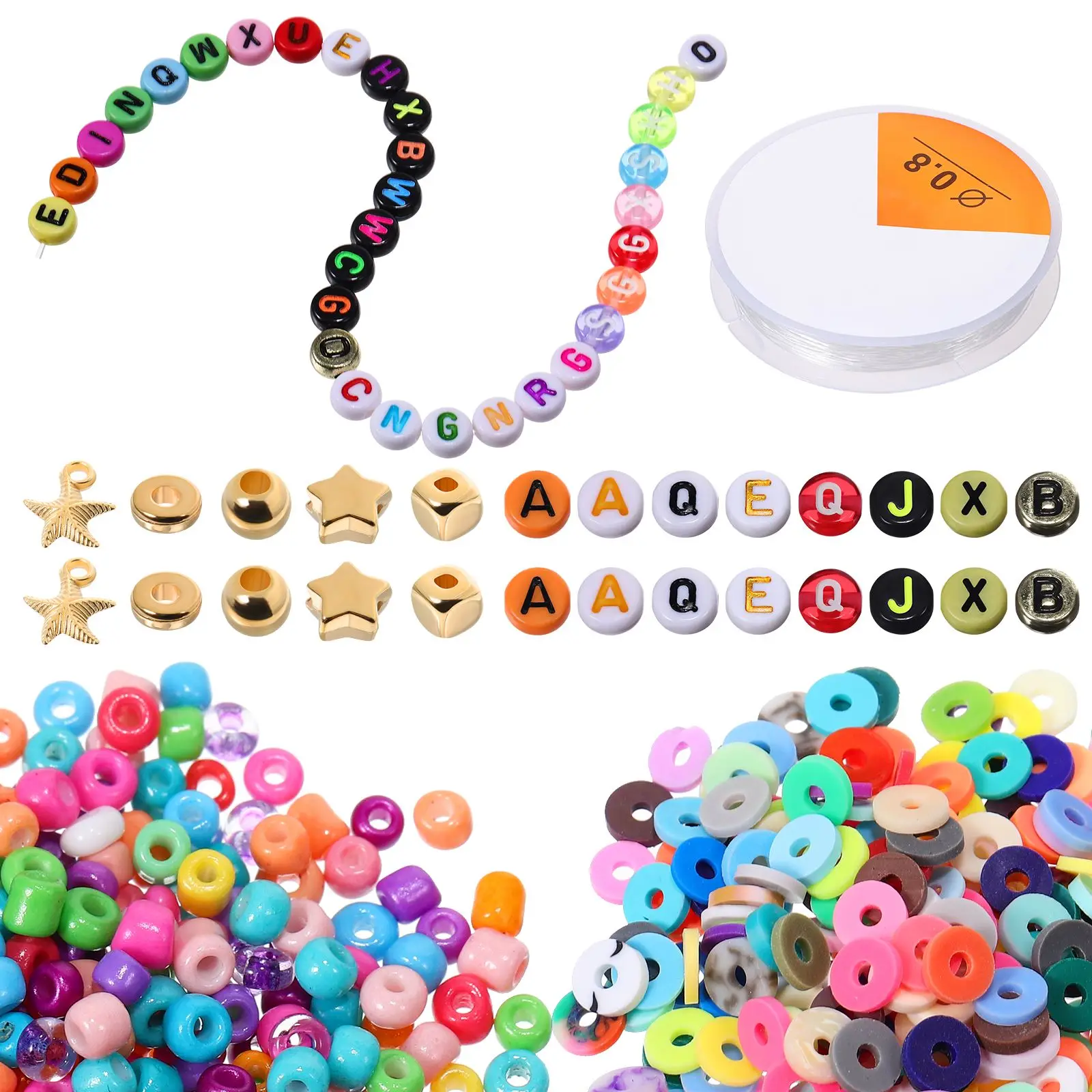 

1 Box Assorted Craft Beads Letter Beads Loose Spacer Beads Bracelet NEW DIY Round Beads Necklace Beads Craft fashion Supplies