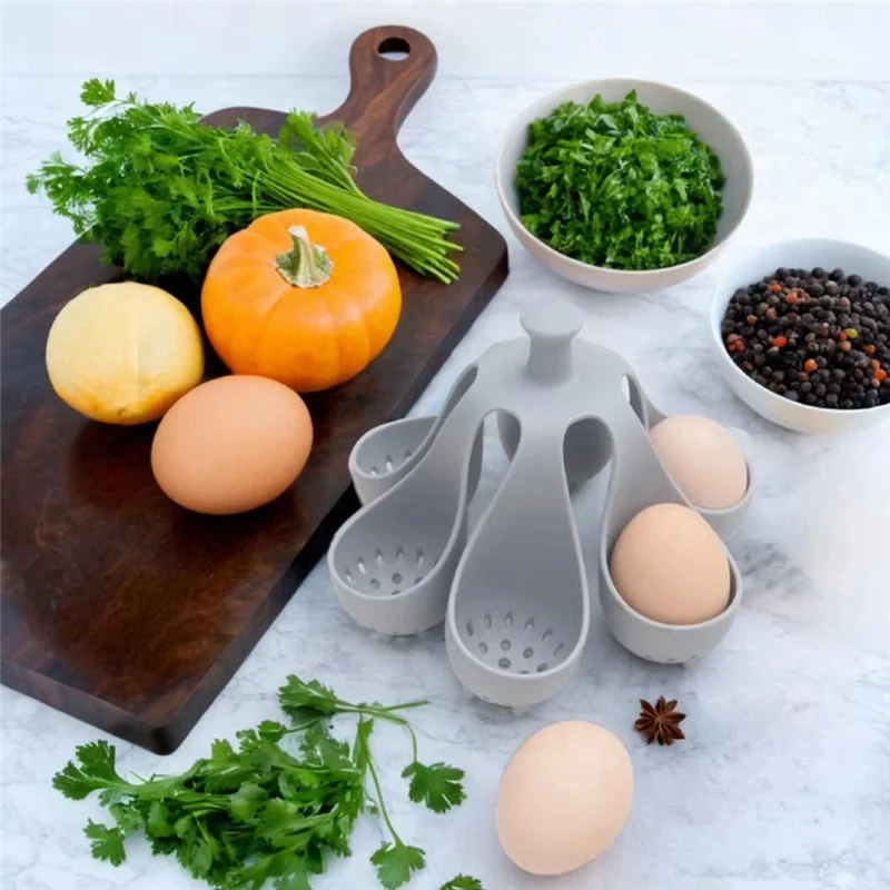 1/2PC Silicone Egg Boiler Rack 4/6 Hole Egg Cooker High-Temperature Resistant Eggs Boiler Family Breakfast Kitchen Tools