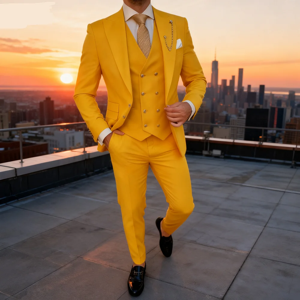 

Lindo Purple Men's Tuxedo Unique Single Breasted Lapel Repeated Fine Fitted Plan Length Regular 3-Piece Jacket Pants Vest Set