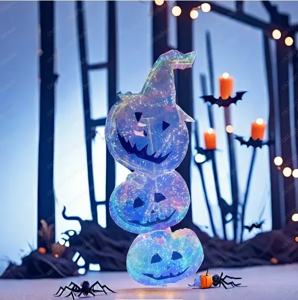 Halloween Symphony Three Pumpkin Head Vertical Party Luminous Decoration Scene Atmospheric Arrangement Meichen Ornament