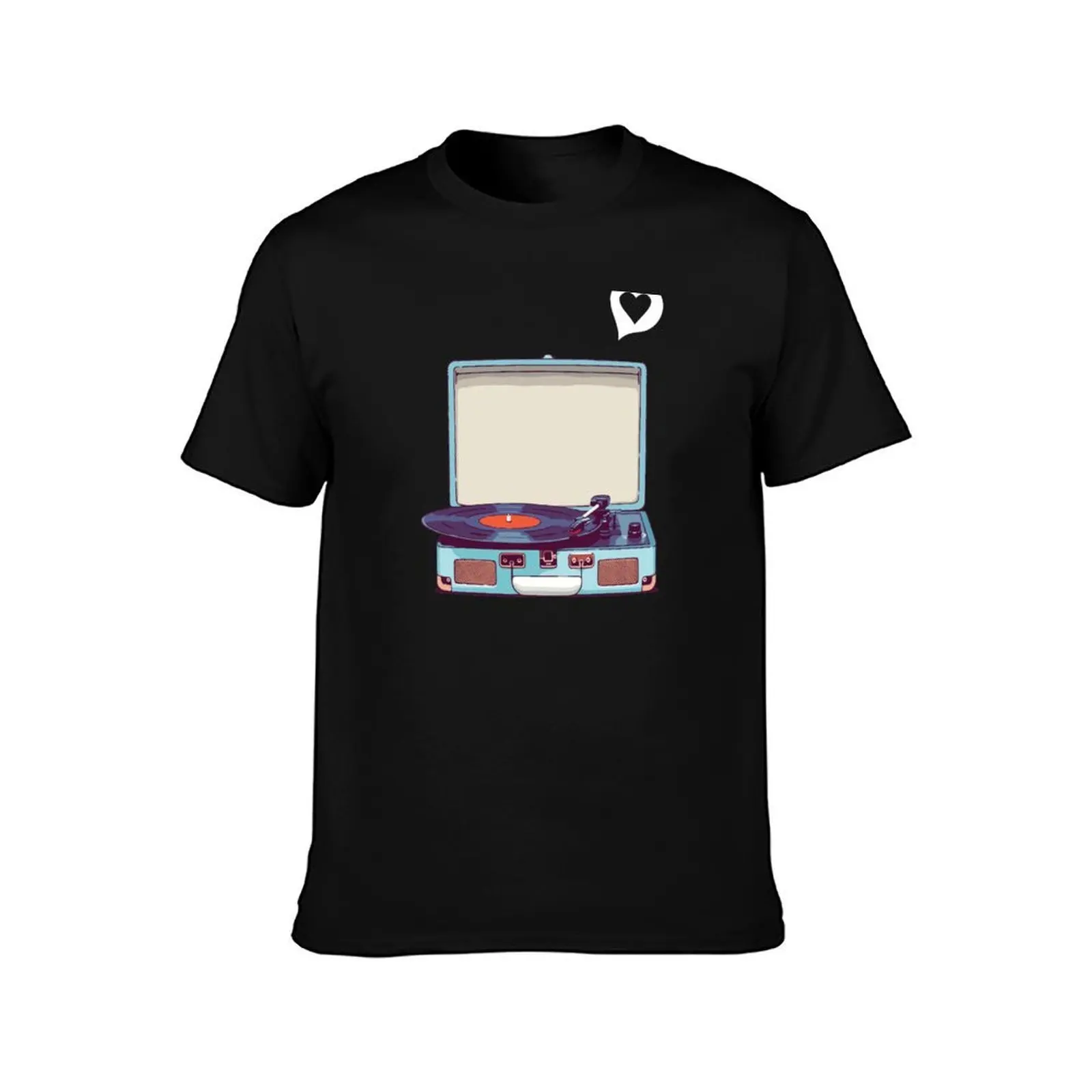 Blue Vinyl Record Player T-Shirt Casual Daily Outfit T-Shirt
