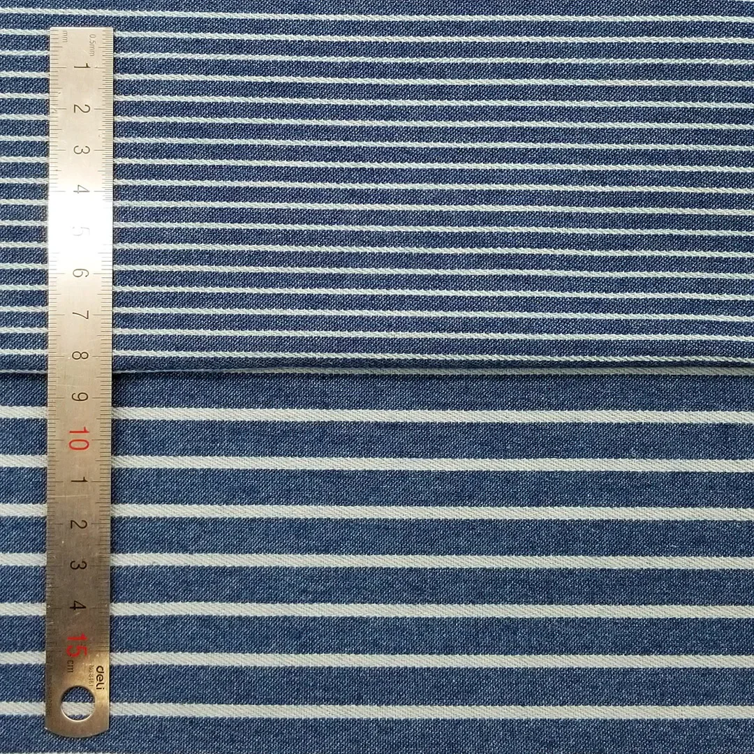 Striped Washed Denim Fabric By The Meter for Jeans Clothing Coats Sewing Designer Diy Children Cloth Fashion Winter Textile Blue