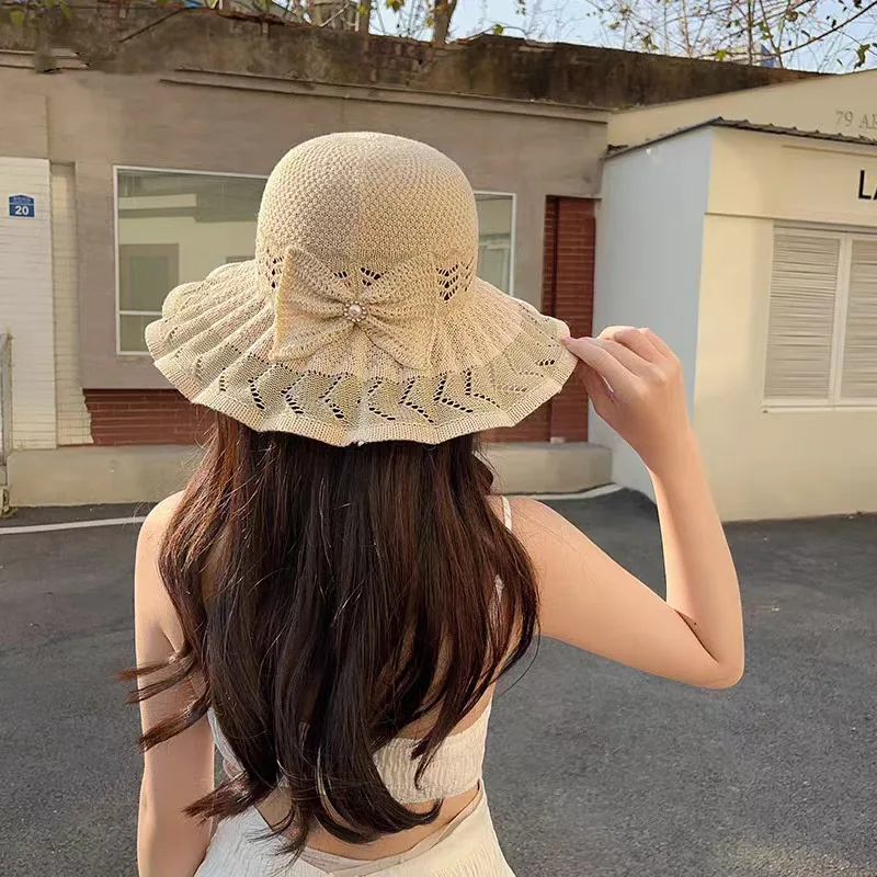 

Bow Sun Hat Wide Brim Floppy Summer Hats For Women Beach Straw Dome Shade Hat