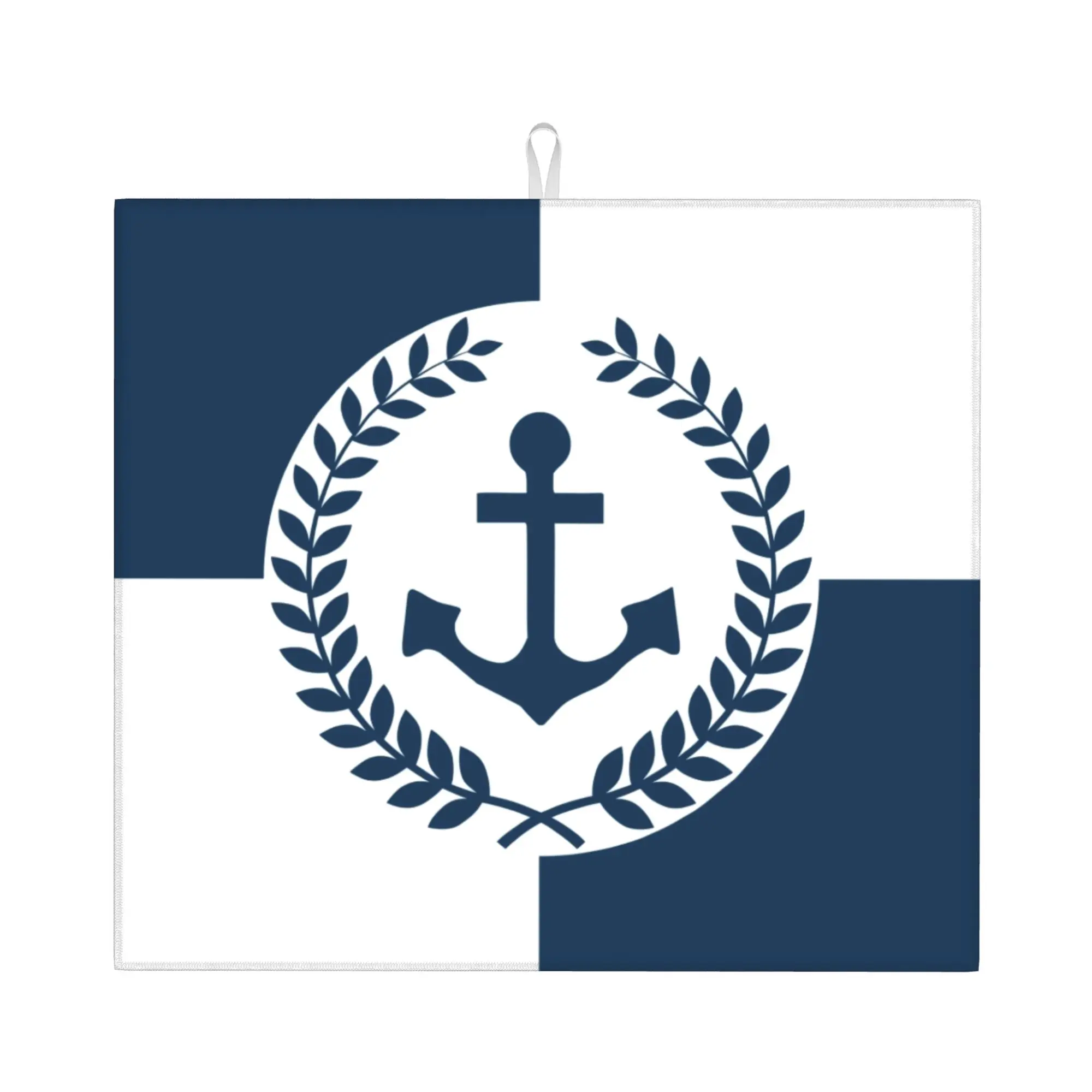 Drying Mat For Kitchen Nautical Anchor Themed Water Absorbent Reusable Sailing Sailor On Slip Kitchen Counter Protector Mat