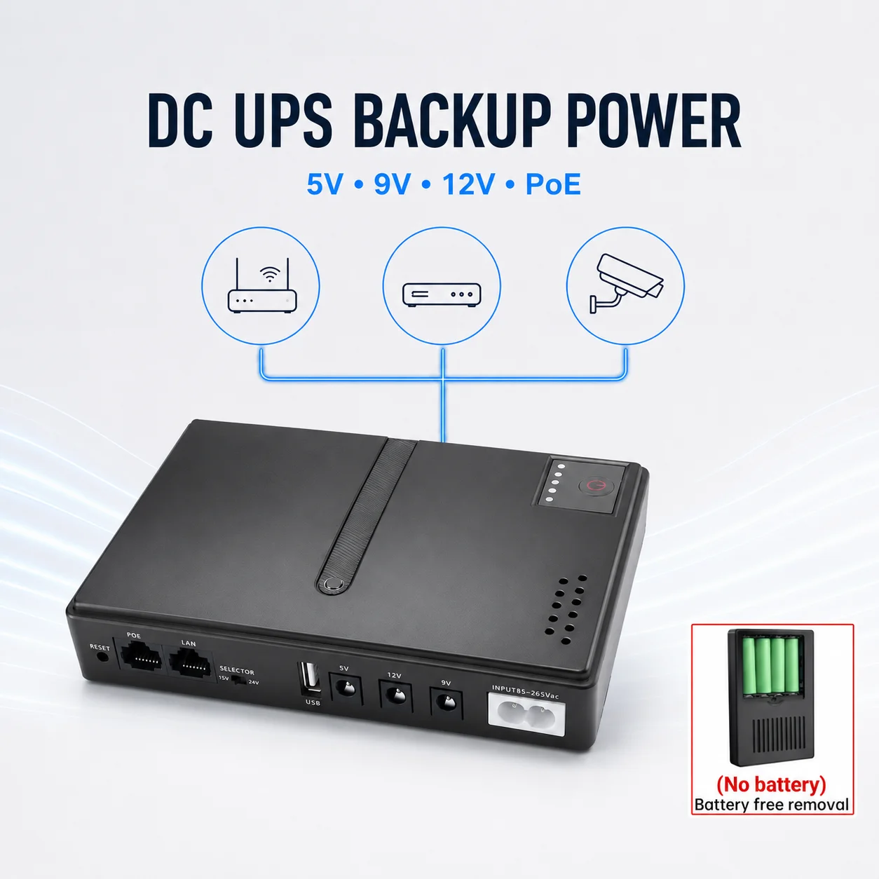 Mini DC UPS Backup Power Supply 5V 9V 12V POE EU Plug For WiFi Router Modem Camera ONU CCTV