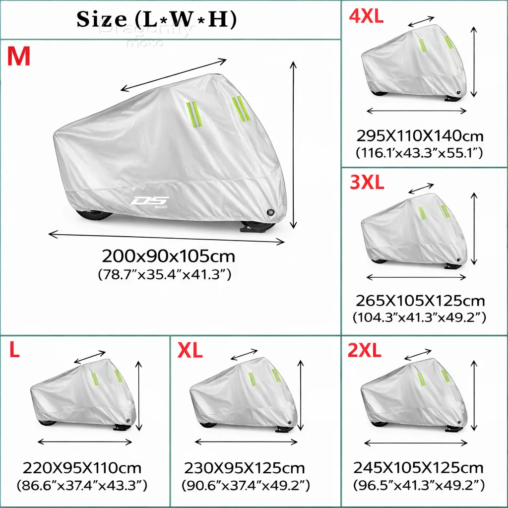 For Voge DSX 900 DS900X 900 DSX 2024 Motorcycle Cover Silver Waterproof UV Rain Dust Sun Outdoor Indoor Protector