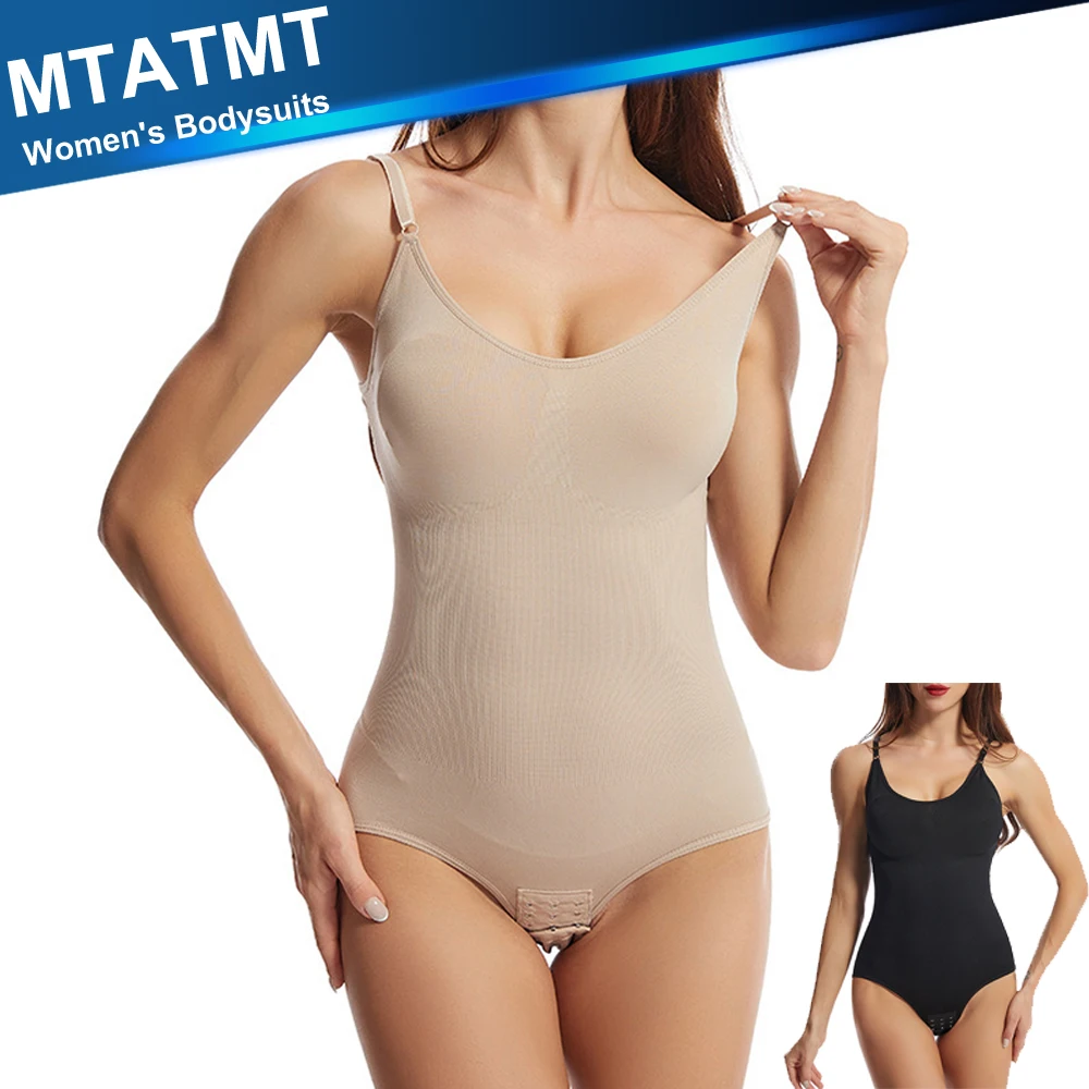 

MTATMT 1Pcs Women's Bodysuits Sexy Ribbed Sleeveless Adjustable Spaghetti Strips Tops Bodysuits