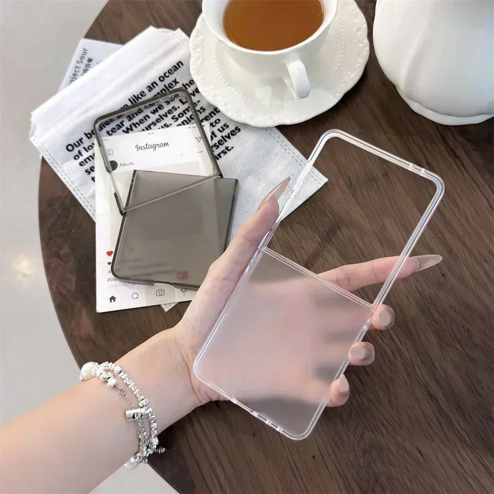 Transparent Sanding Phone Case for Samsung Galaxy Z Flip 8 7 6 5 4 3 Flip7 Flip6 Flip5 Flip4 Flip3 Shockproof Protective Shell