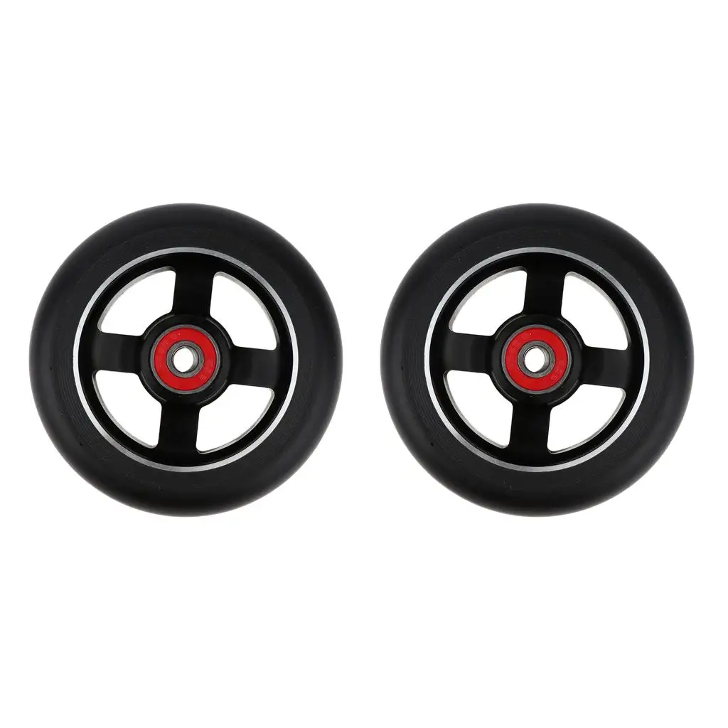 2pcs 100mm Metal Alloy Core Scooter Wheel Wheels with Bearing 88A