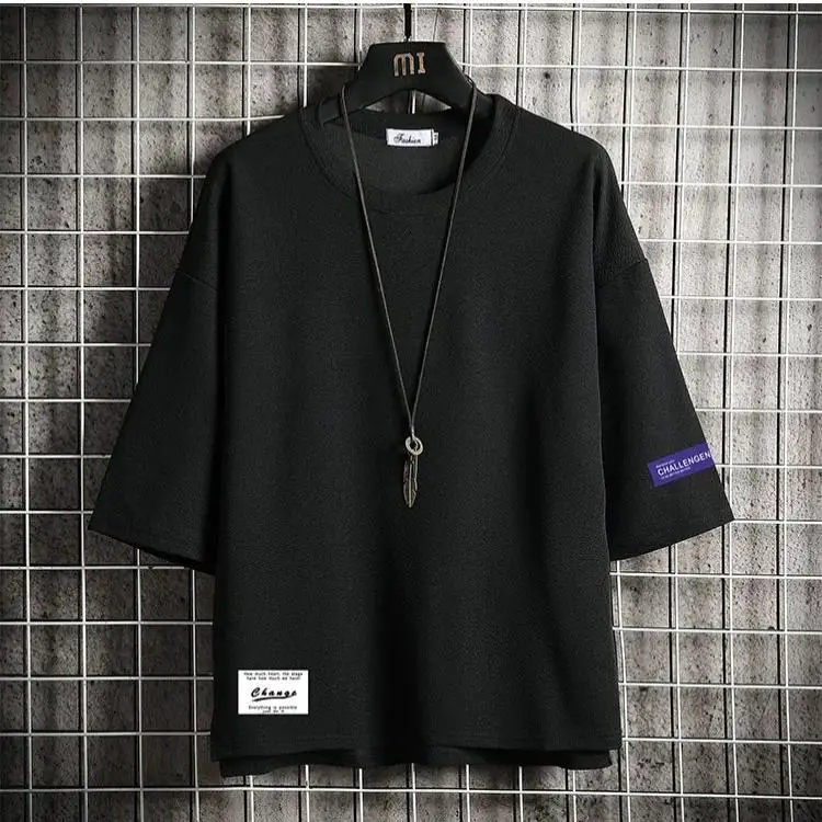 

Loose Fit plus Size Men's T-irt f Sve Summer Sle Casual Print round Ne ort Sve Clothing for Overweight Men