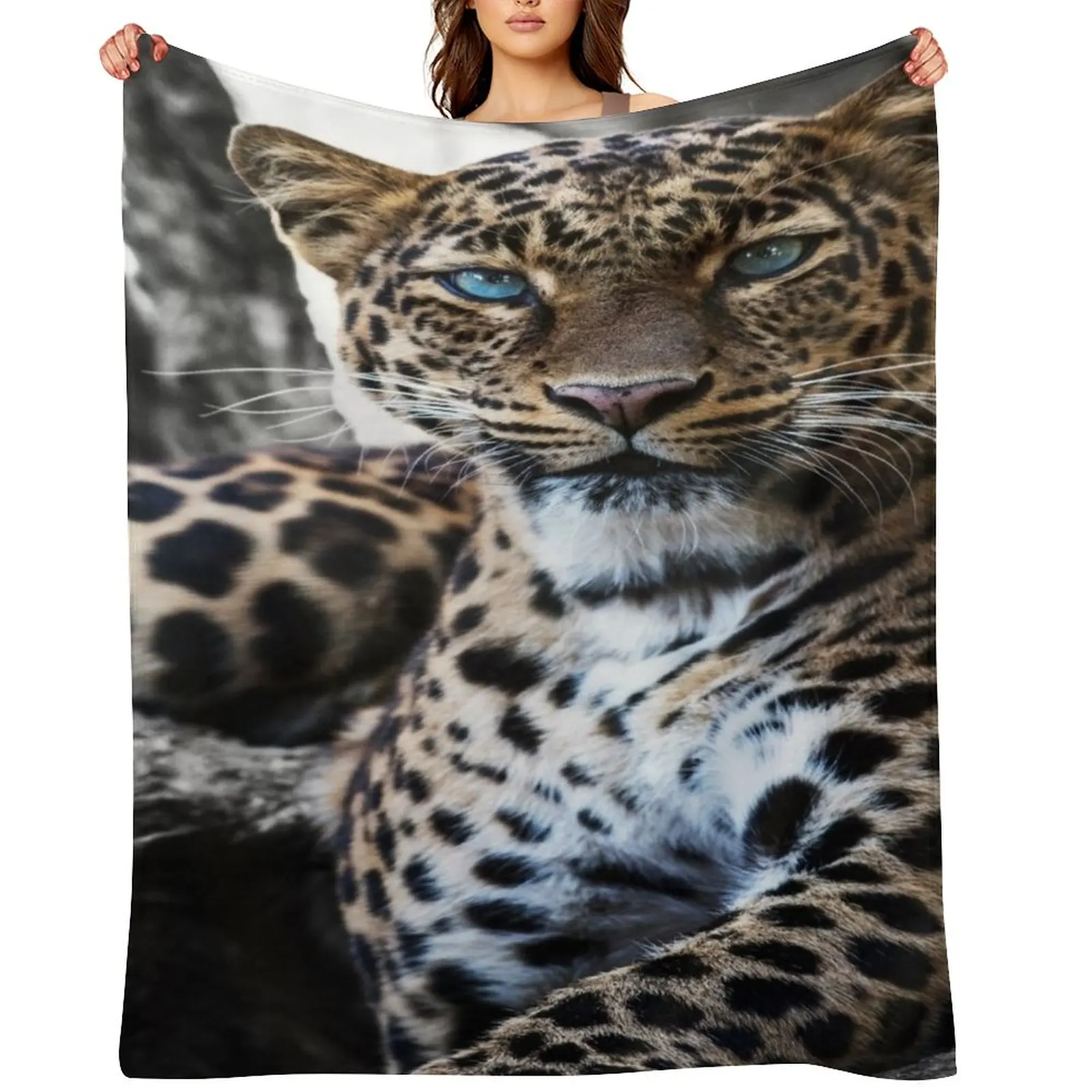 

Blue-Green Eyed Leopard Throw Blanket Blankets For Bed Large Decorative Sofas christmas gifts Blankets