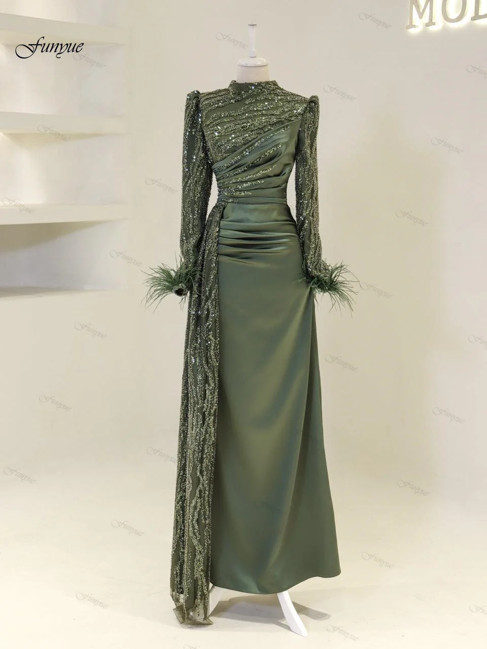 

Funyue Customized Evening Gowns Luxury Dress A-Line Chiffon Crystal Beading Champagne Prom Dresses 2025 New Vestidos De Fiesta