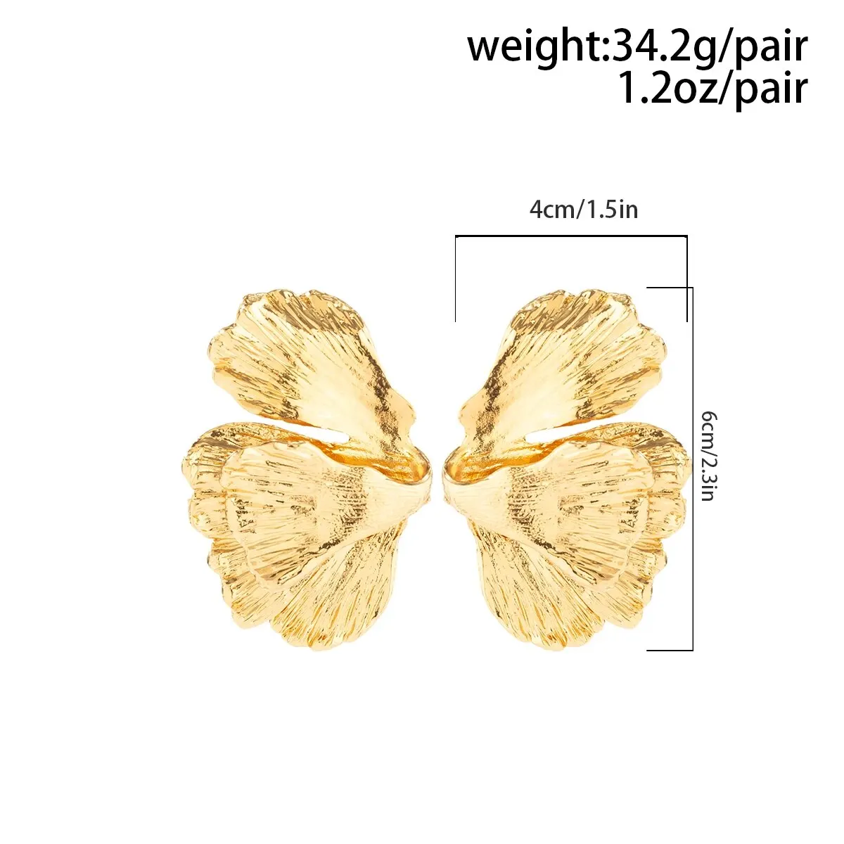 Goth Geometric Metal Petal Flower Stud Earrings for Women Fashion Statement Trendy Gold Color Piercing Earrings Y2K Accessories image 4