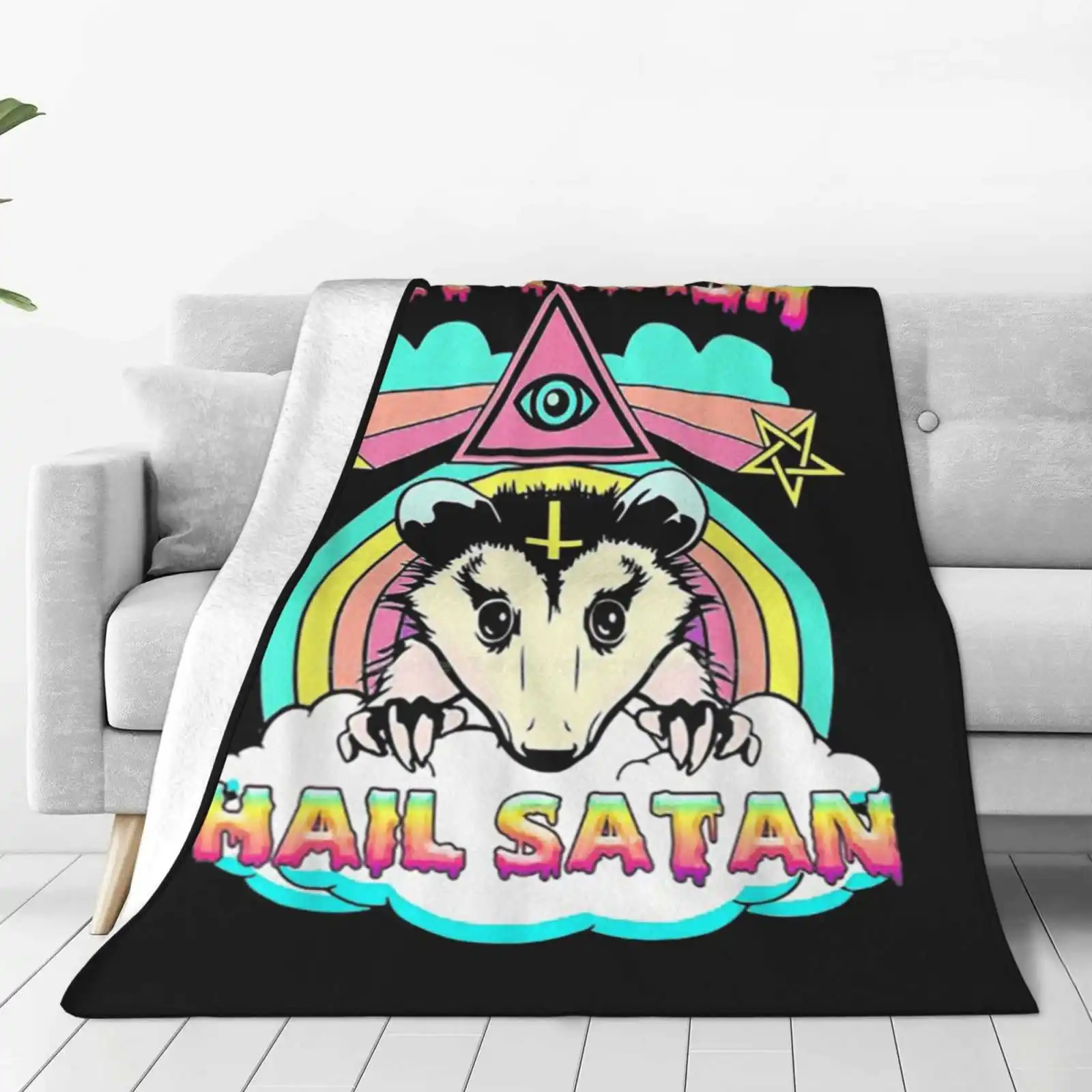 Eat Trash Hail Satan Raccoon P Latest Super Soft Warm Light Thin Blanket Eat Trash Hail Raccoon Pentagram Satanic Gar