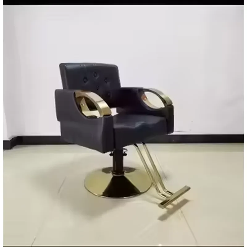 Adjustable Stylist Chair for Barber Shops and Salons Synthetic Leather Reclining Hair Cutting Furniture Steel Material