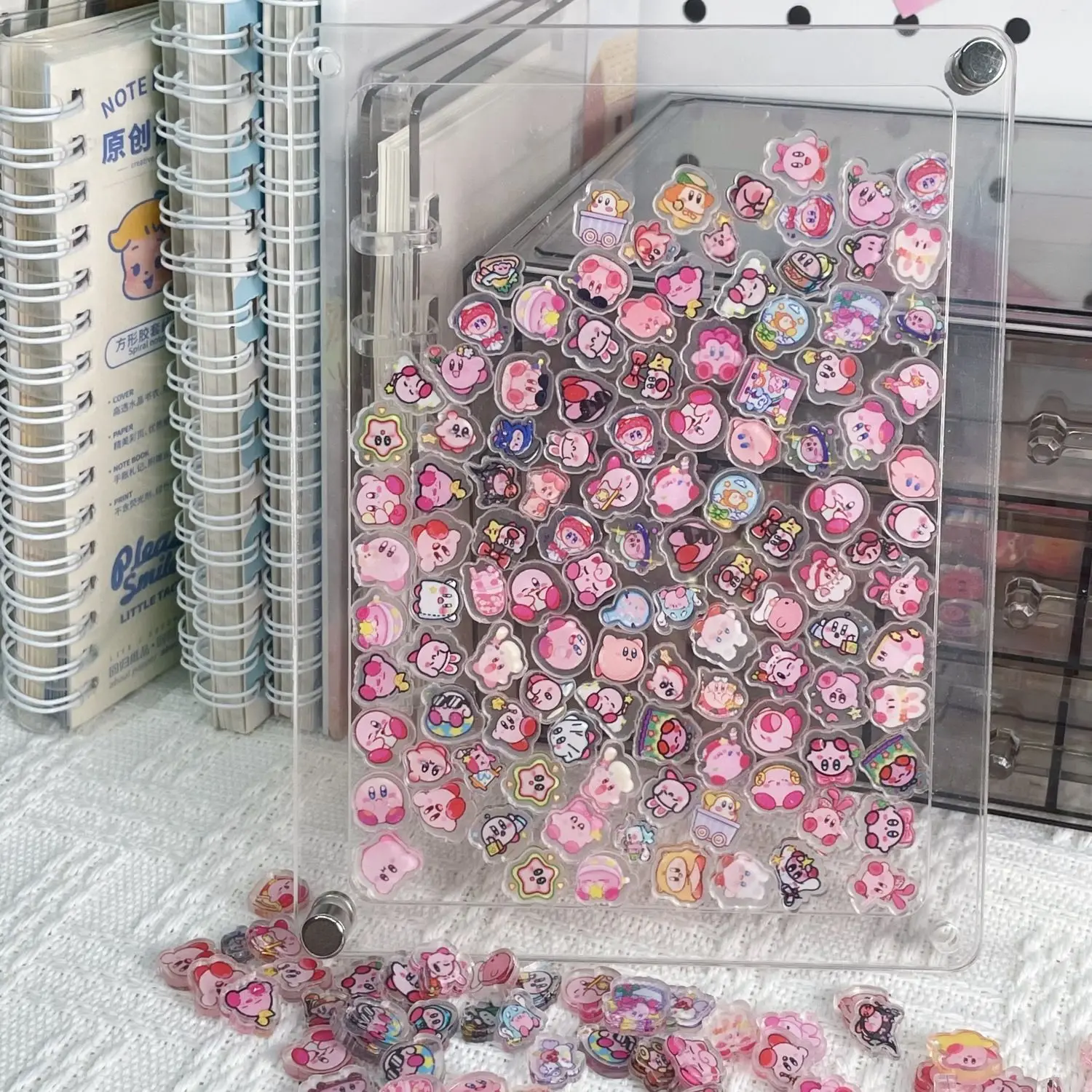 Kirby 1cm Cute Cartoon Ins Acrylic Pieces Mini Mixed Frame Ring Holder Hair Tie Accessories view 3