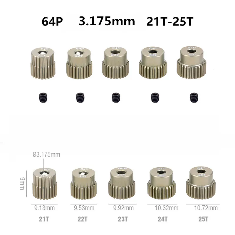 تجاوز هواية 64DP ترس المحرك المعدني ترس ل 1/10 1/12 1/14 RC سيارة Wltoys 540 3.175 مللي متر رمح شاحنة محرك عربات التي تجرها الدواب الزاحف على الطرق الوعرة