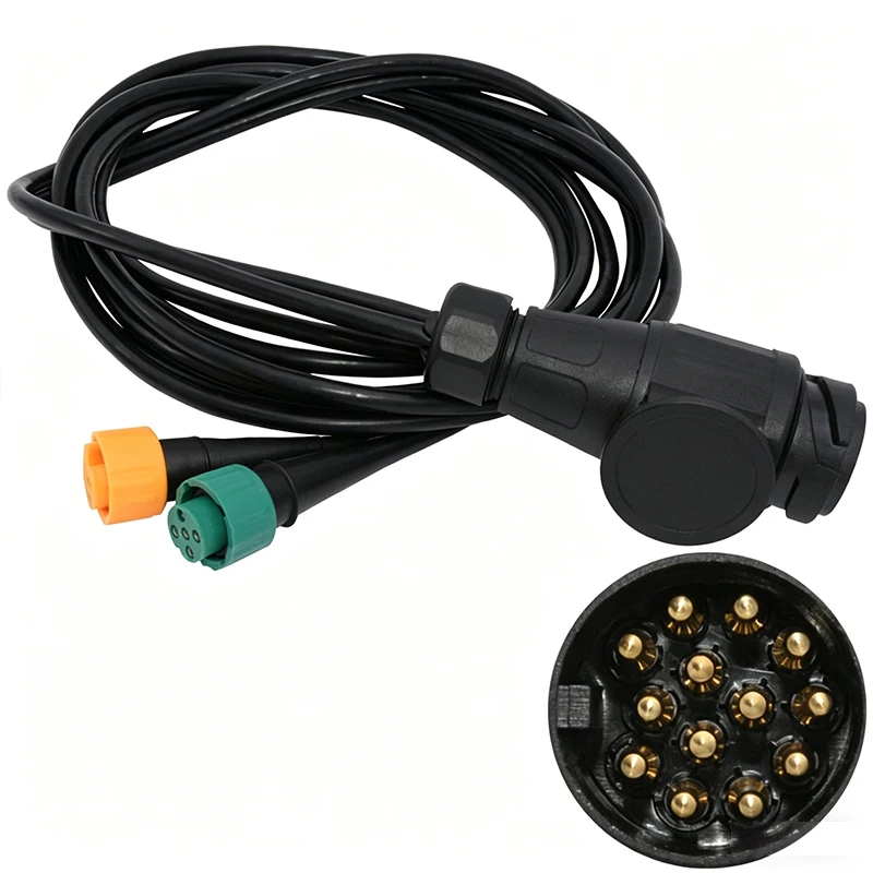 

12V 5M Long European Style 13 Pin to 5-Pin Trailer Adapter Cable RV Tow Light Wiring Extension Harness