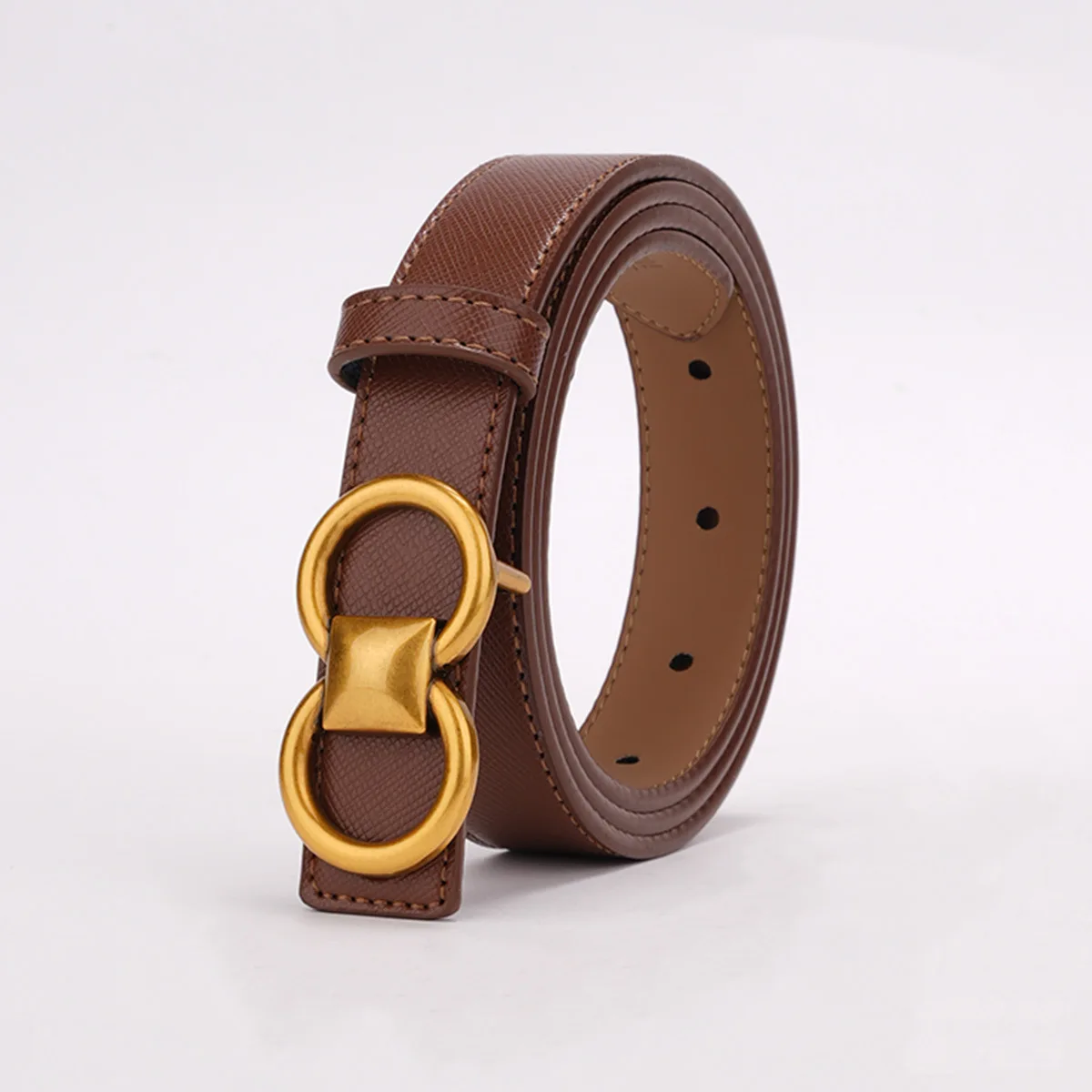 

Women's genuine leather belt, cross pattern fashionable and versatile smooth buckle belt, casual jeans belt