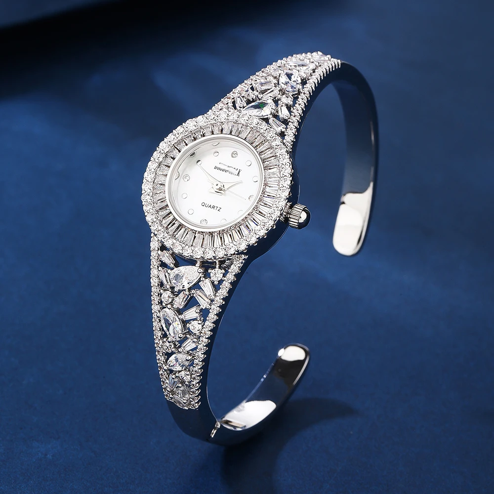 013294 Luxury Women's Watches Cubic Zircon Full CZ Bangle Watch for Lady's Wedding Party Fashion Jewelry  Accessory