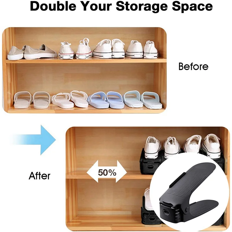 

ABSS-Adjustable Shoe Cabinet Rack Space Saver Shoe Cabinet Rack Double Deck Shoe Rack Holder For Closet Organization