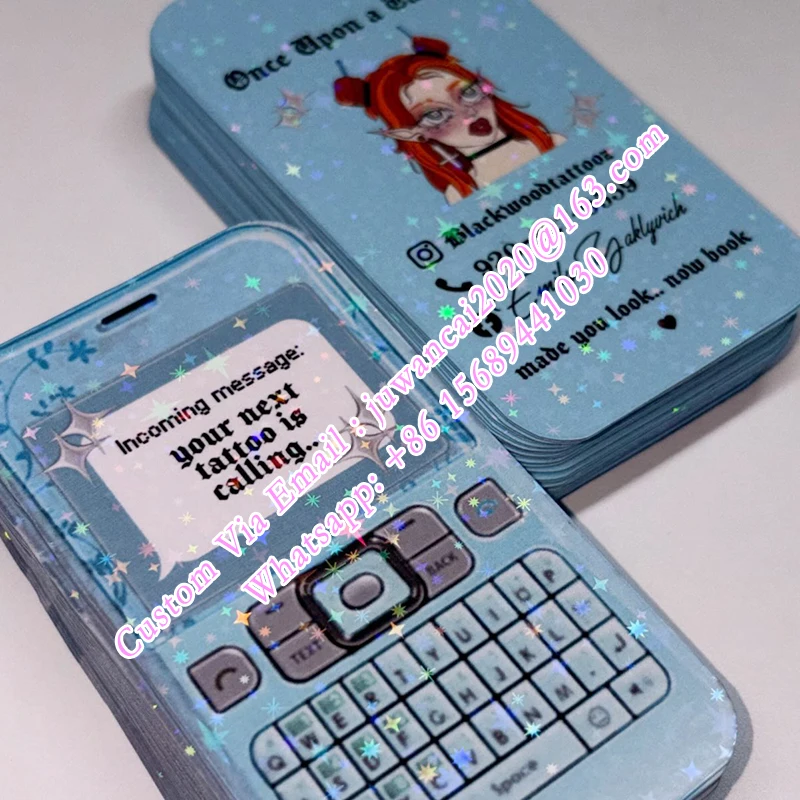Custom Glitter Business Cards Holographic Instagram Shaped Cards Printing Design Unique Loyalty Discount Girly business Cards