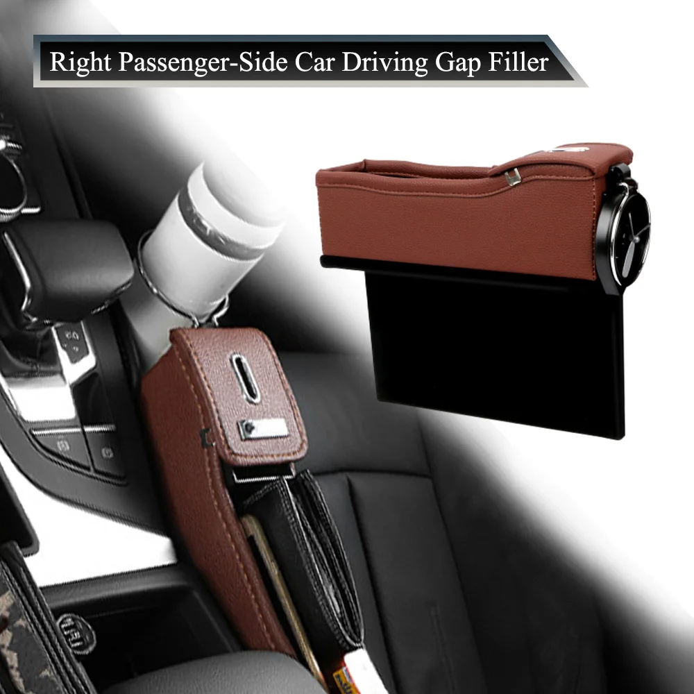 Caja para espacio de asiento de coche, caja de almacenamiento para espacio de asiento, caja de almacenamiento para espacio de coche, 290x220x60mm, tela Oxford de cuero PU para la mayoría de los coches