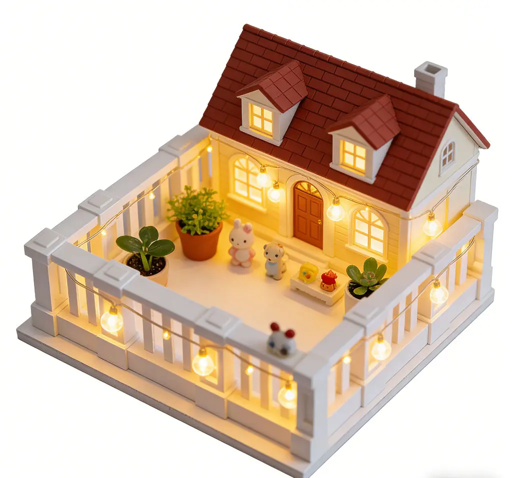12 Dollhouse Miniature European Style Balcony Platform Terrace Base for DIY Diorama Scene Photography Props
