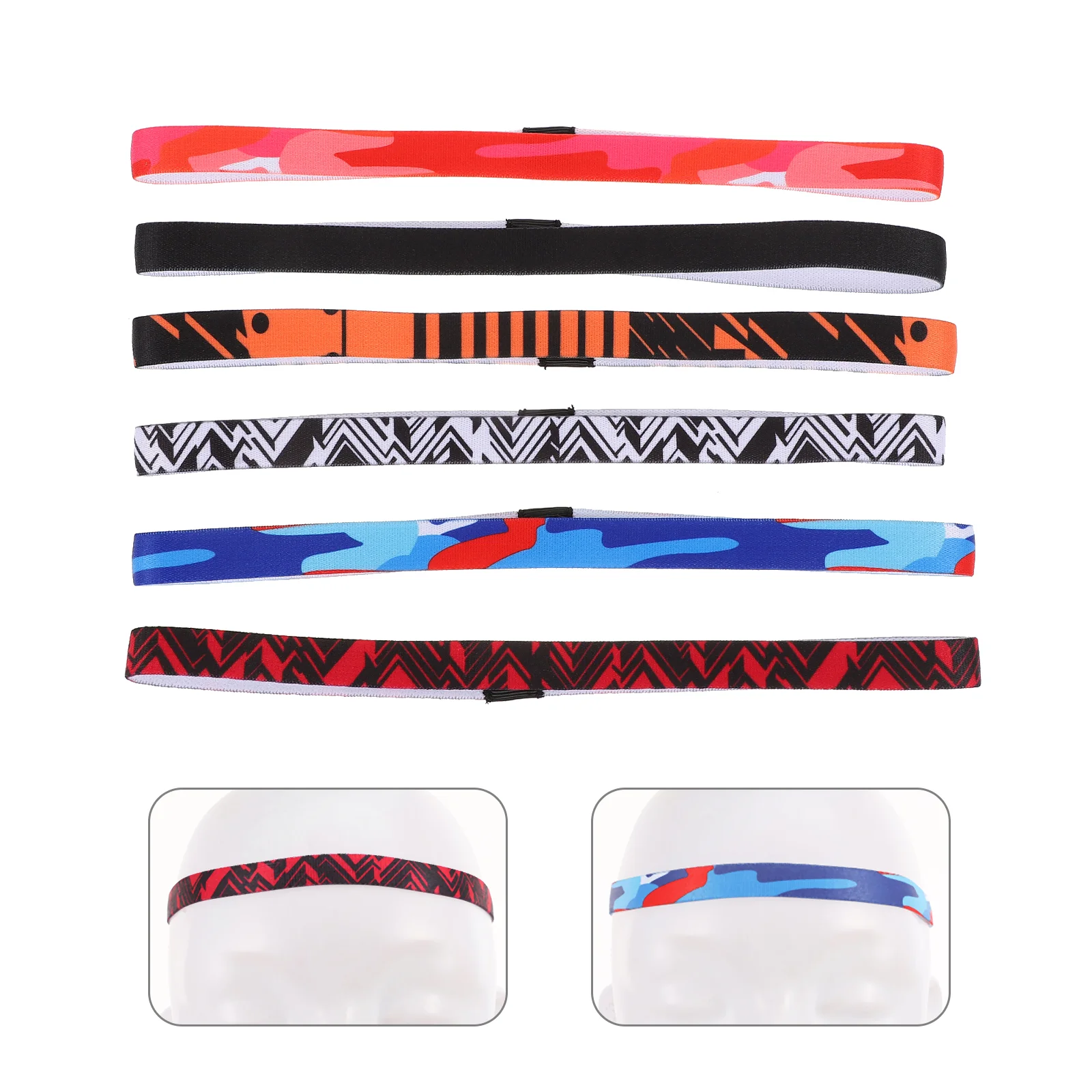 

6 Pcs Absorb Sweat Sports Sweatband Woman Head Hair Bands Colorful Headband Composite Fiber Absorbent Headbands