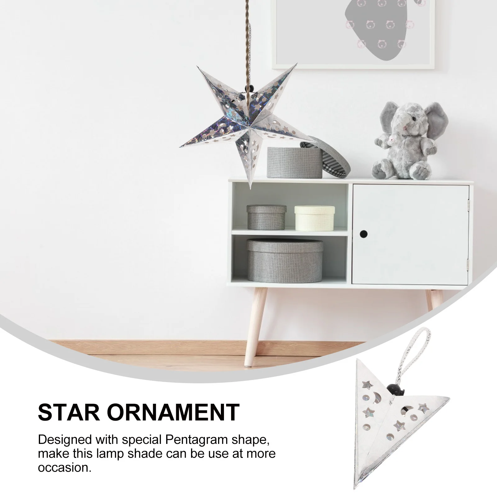

5pcs 30Cm Lampshade Shiny Pentagram Decor For Wedding Christmas Party Home Silver Indoor Lighting Paper Star Light