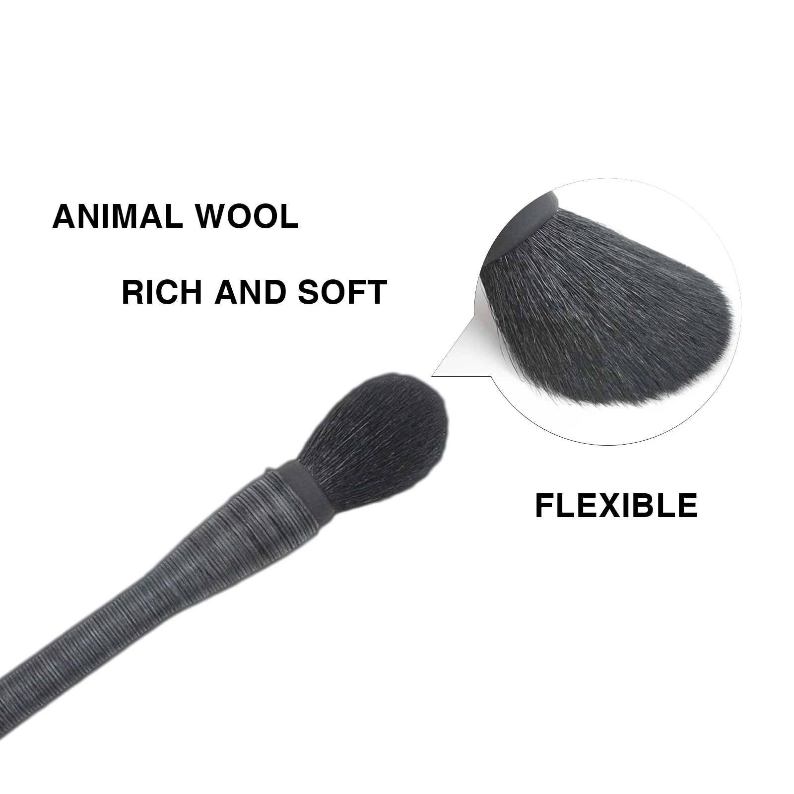 1PCS Black Animal Hair Makeup Brush Crafted with Rattan Sheep WoolEnhance Your Personal Charm with Exquisite Makeup Application