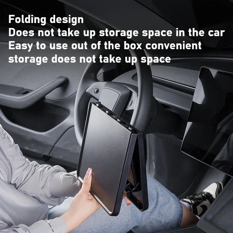 Picture 3: Center Control Tray Table For Tesla Model Y/3/3+ Model Y Juniper Office Folding Tray Small Dining Desk Portable Car Accessories
