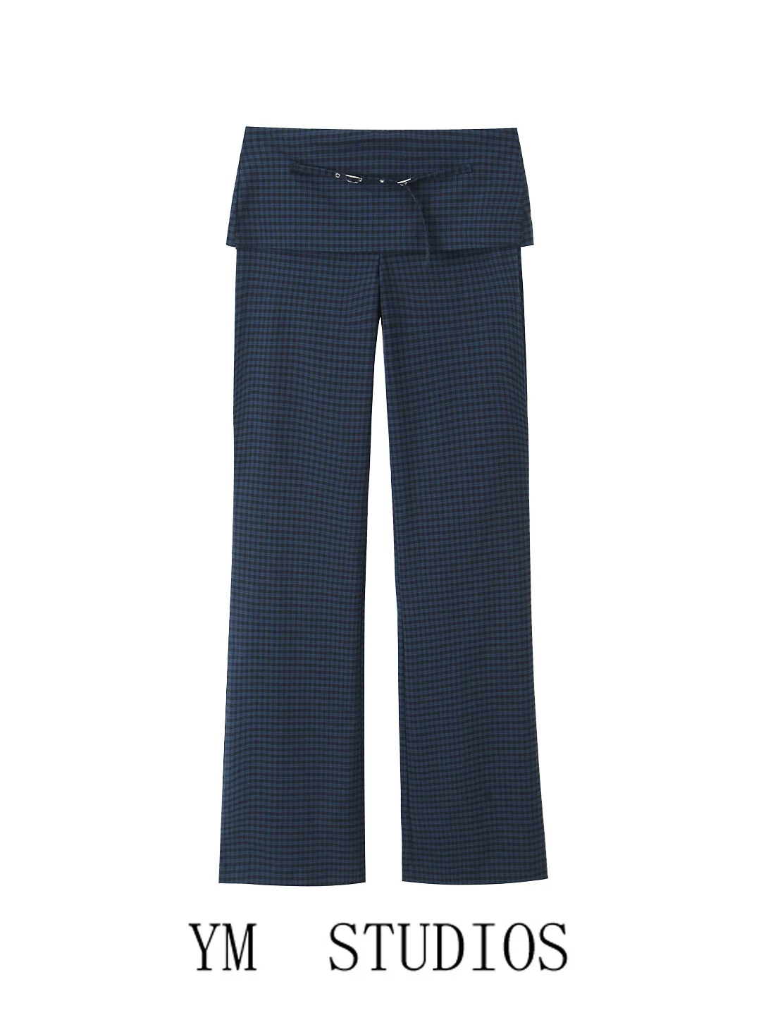 

Винтажные женские брюки в клетку с низкой талией, удлиненные, прямого кроя, с поясом, повседневные, ретро, из полиэстера, на молнии