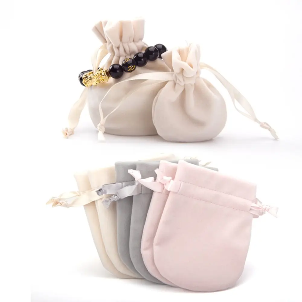 Fashion Necklace Wrapping Bag Portable Storage Pouch Jewelry Packaging Bag Drawstring Pouches Round Velvet Bag