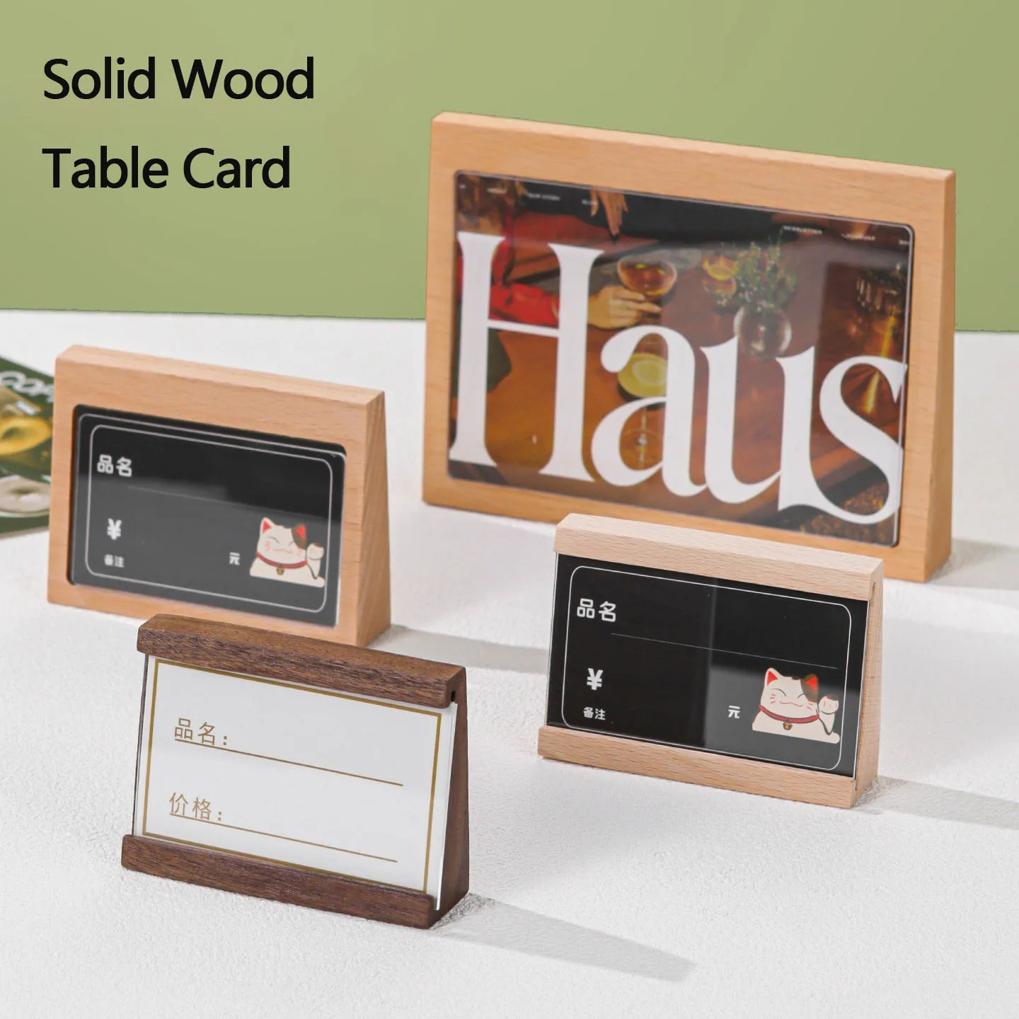 5pcs/lot Solid Wood Price Tag Sign Holder Display Stand Snack Price Card Tag Mini Label Holder Table Number Stand Display