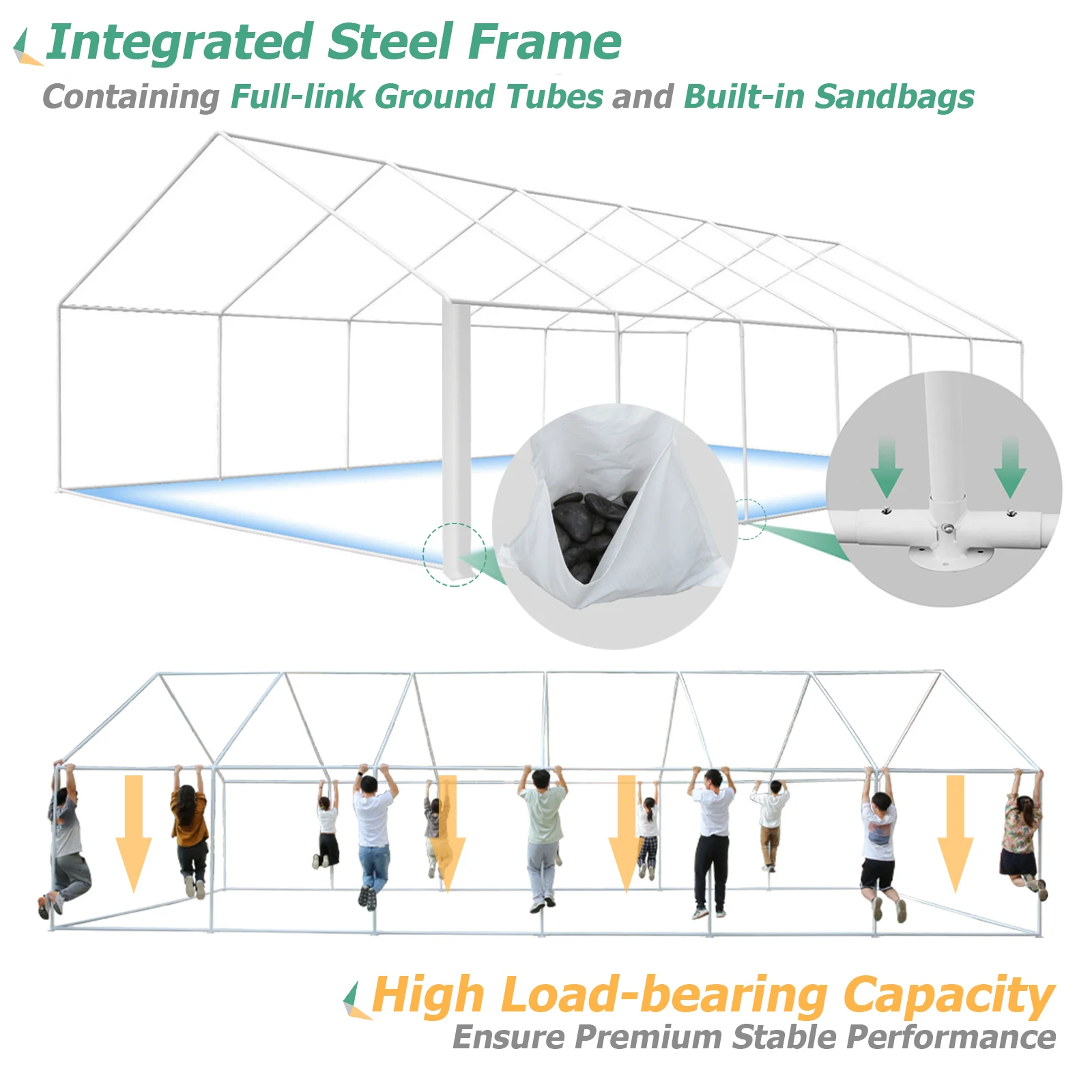 20x40 Party Tent Heavy Duty, Galvanized Wedding Tent, Event Shelter Tent For Parties, Outdoor Tent with Removable Sidewall